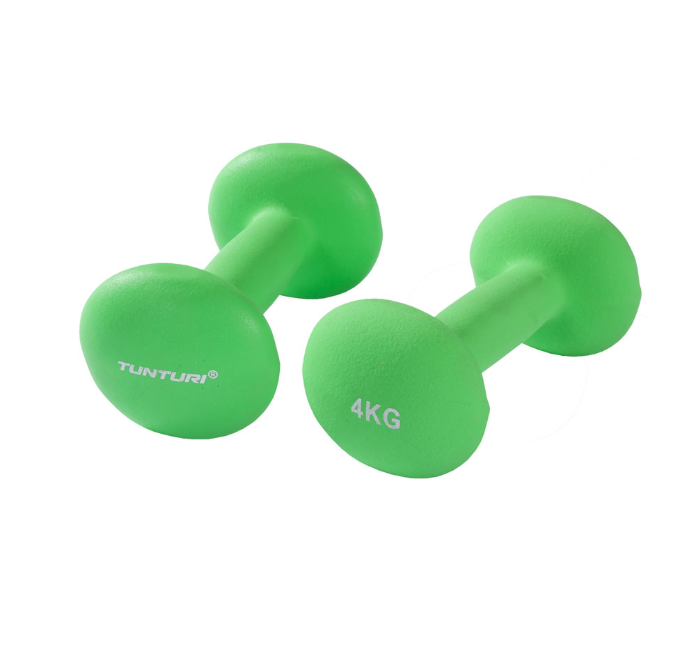 Hantlid TUNTURI Neopreen Dumbbells 4kg, rohelised