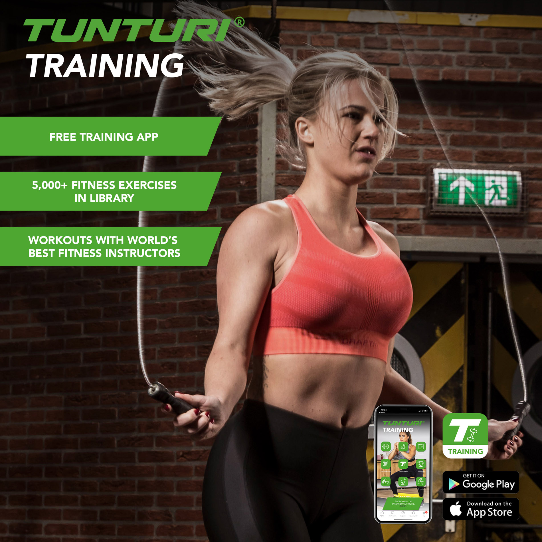 Hüppenöör TUNTURI Jumprope Steel, reguleeritav - Image 2