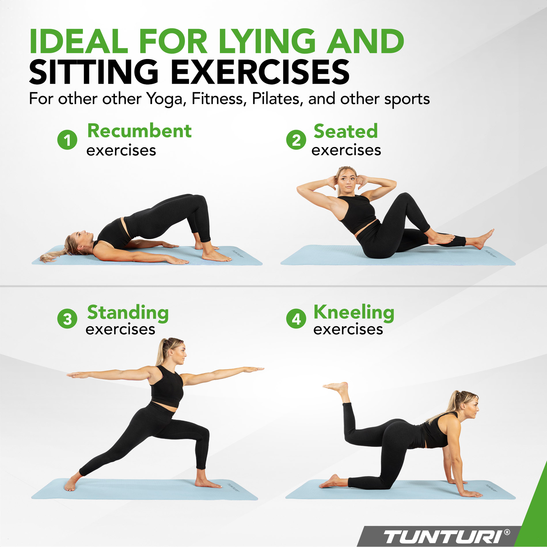 Joogamatt Tunturi Yogamat 8mm, Light Blue - Image 5