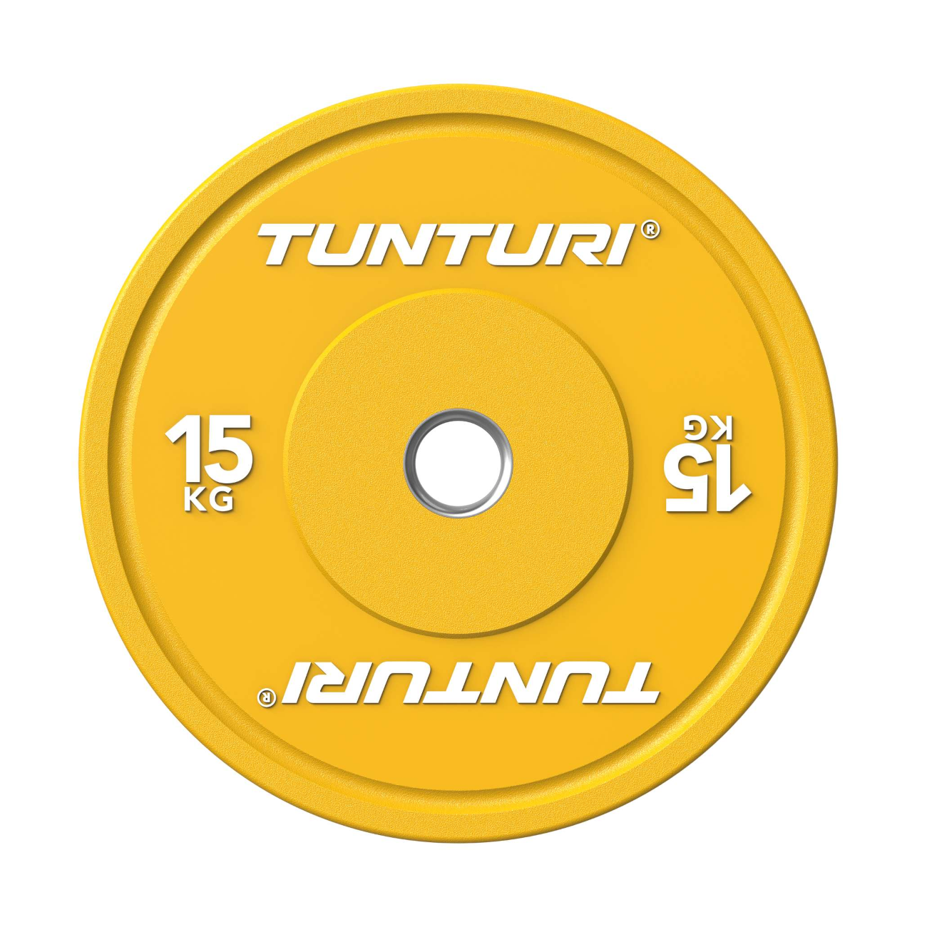 Raskusketas TUNTURI Platinum Bumper Plate, kollane, 50mm, 15 kg