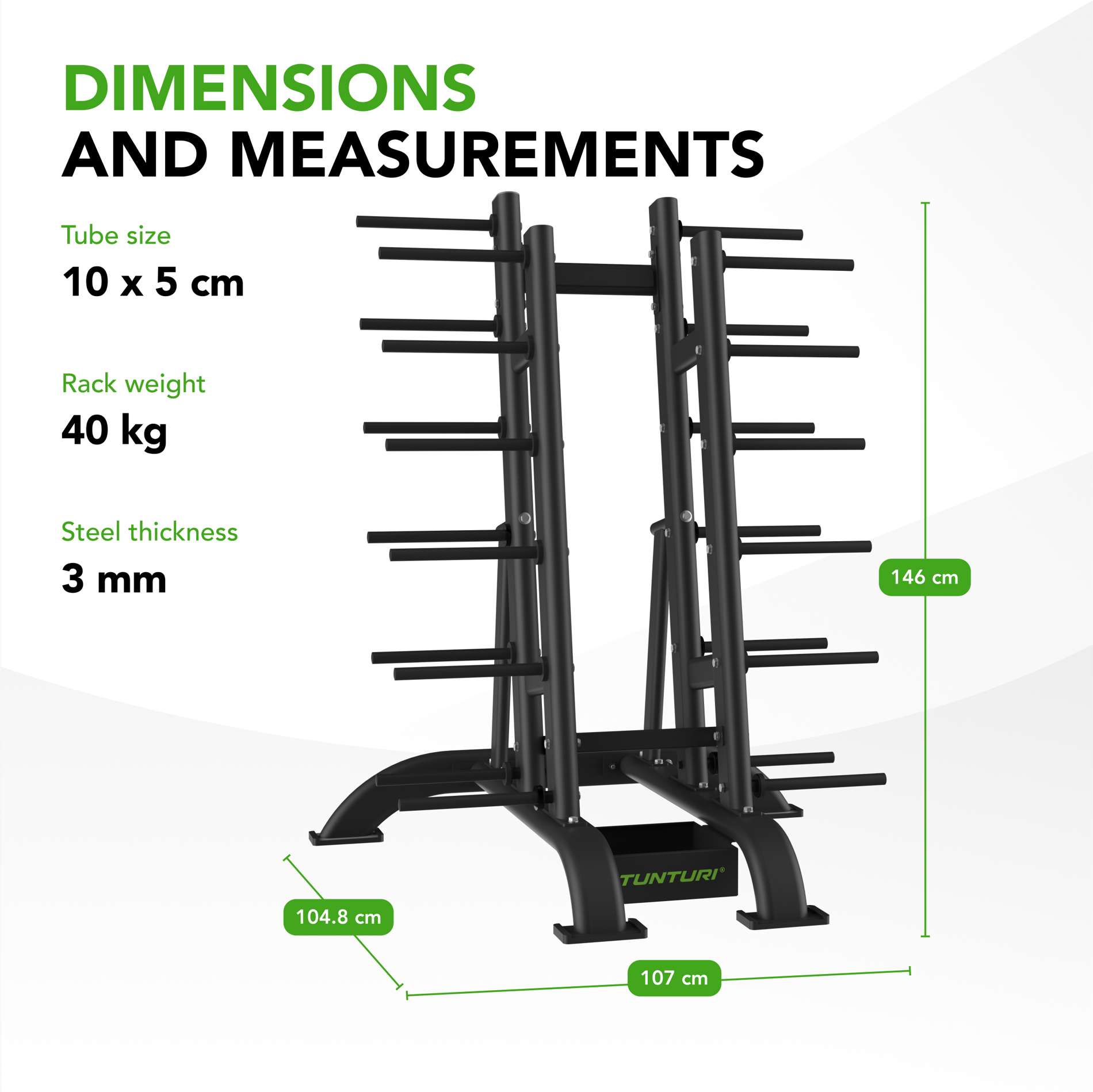 Tõstekangide ja raskusketaste hoidik TUNTURI PRO Aerobic Pump Set Rack (30 sets) - Image 3
