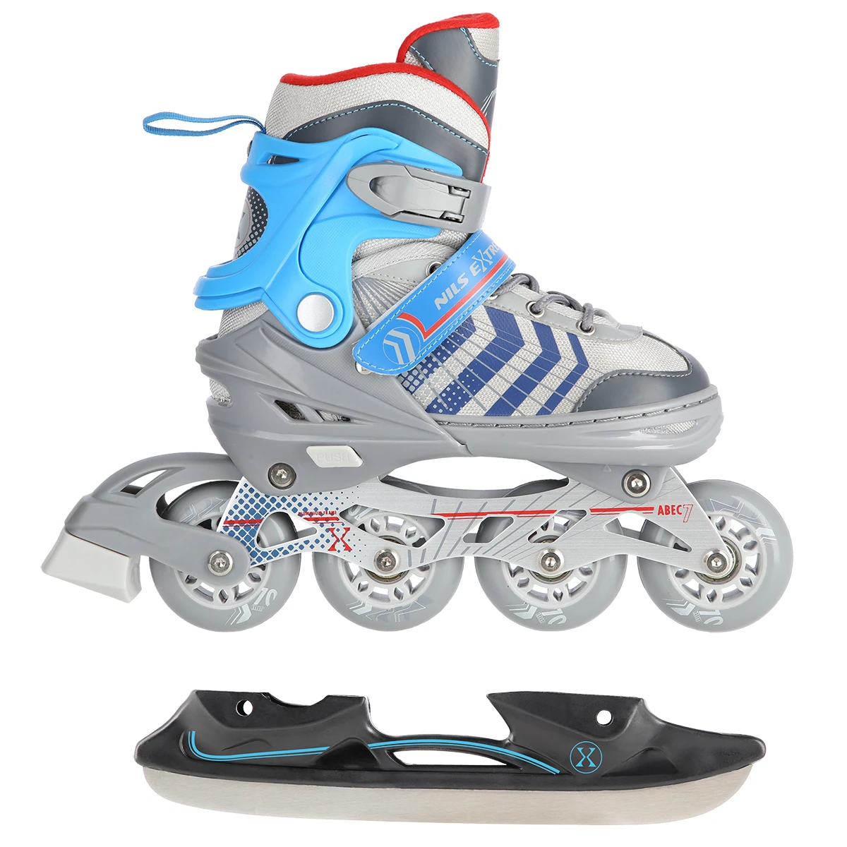 4in1 (rull)uisud NILS EXTREME NH18192 In-line Skates/Hockey Ice Skates, S (29-33), Grey/Blue - Image 7